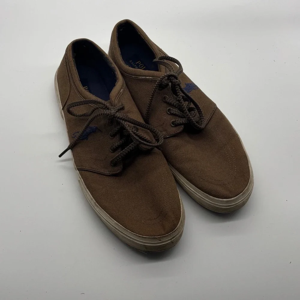 Polo Ralph Lauren Faxon Low Brown Canvas Sneakers Mens 12D